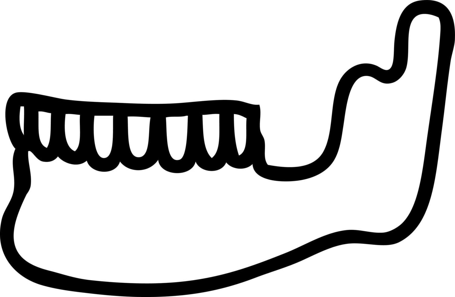 black line tattoo of a skeleton jaw vector