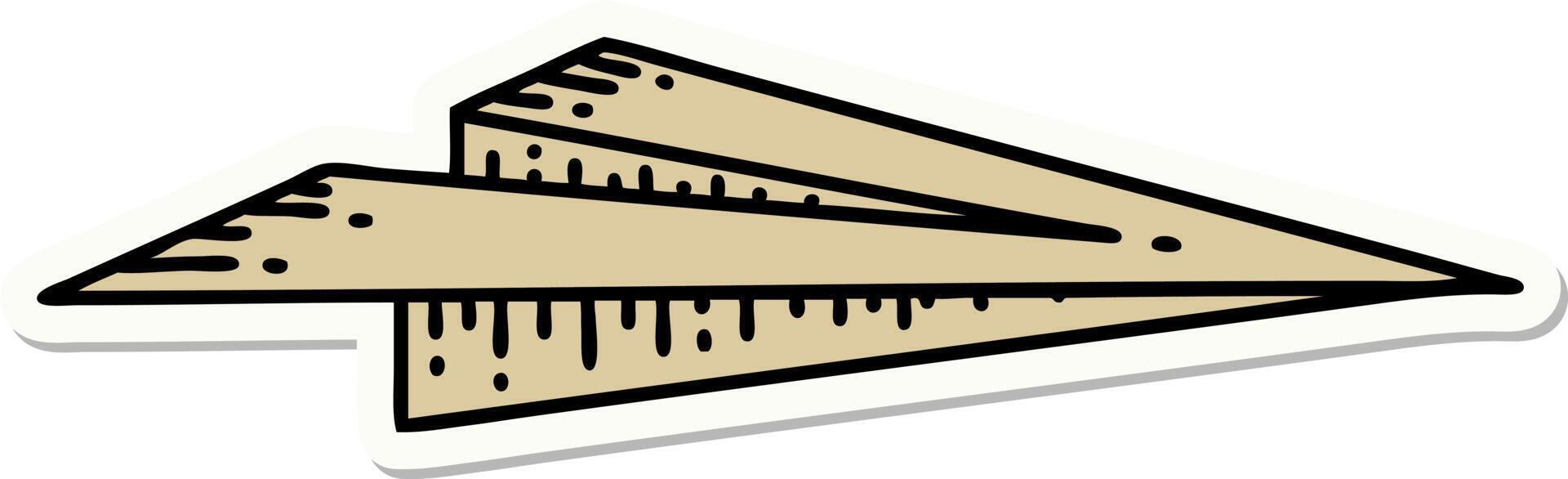 tattoo style sticker of a paper aeroplane vector