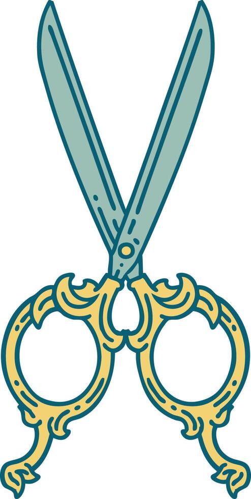 tattoo style icon of barber scissors vector