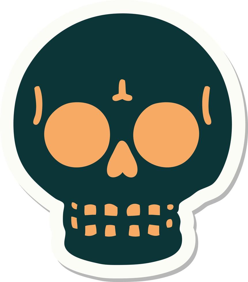 pegatina estilo tatuaje de una calavera vector