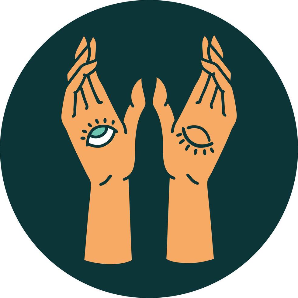 tattoo style icon of mystic hands vector