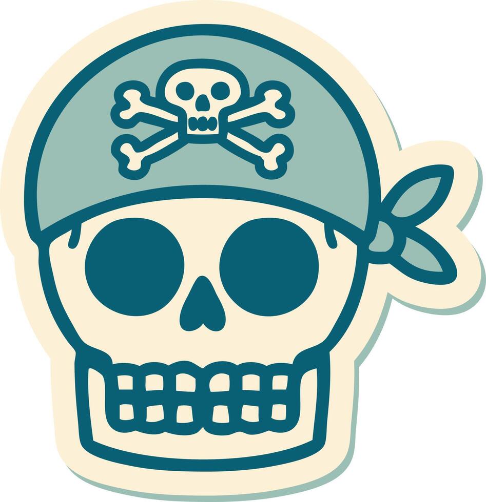 tattoo style sticker of a pirate skull vector