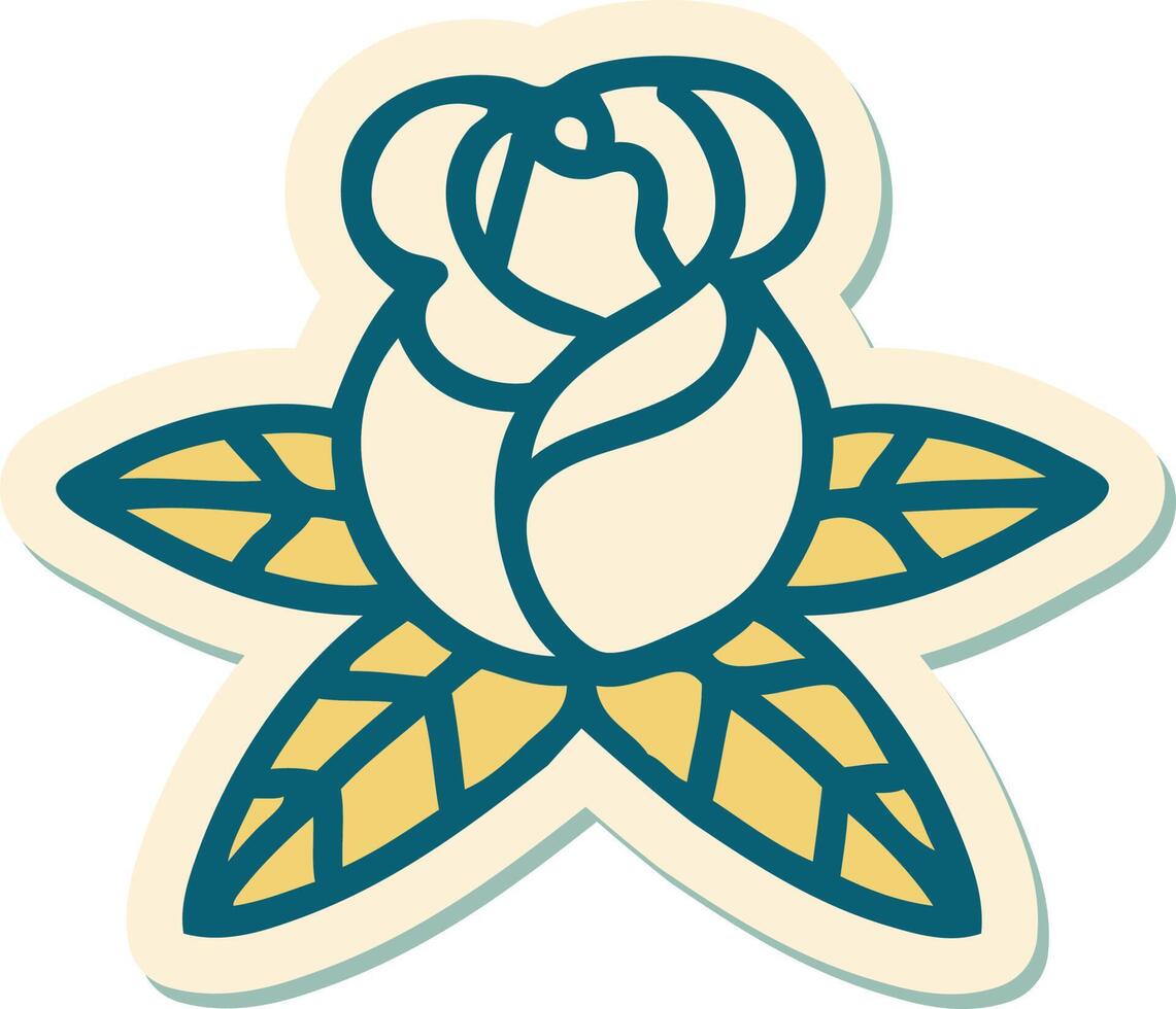 tattoo style sticker of a single rose vector