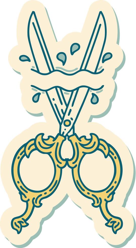 tattoo style sticker of barber scissors vector