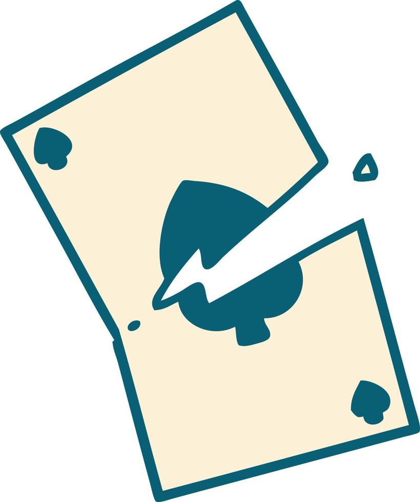 tattoo style icon of a torn card vector