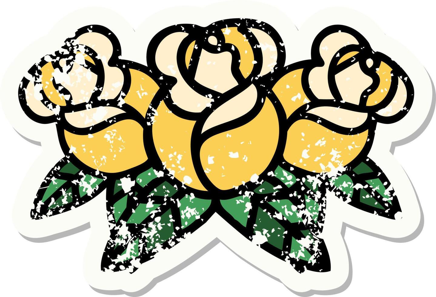 traditional distressed sticker tattoo of a bouquet of flowers vector