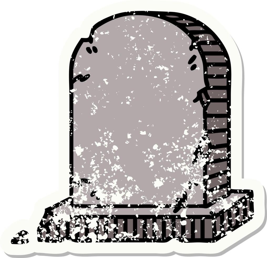 traditional distressed sticker tattoo of a grave stone vector