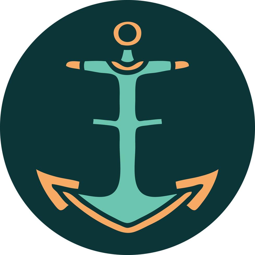 tattoo style icon of an anchor vector