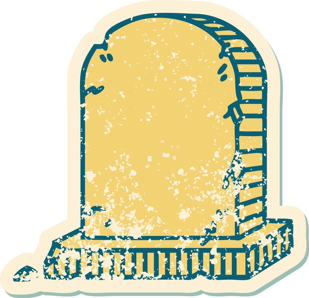 distressed sticker tattoo style icon of a grave stone vector