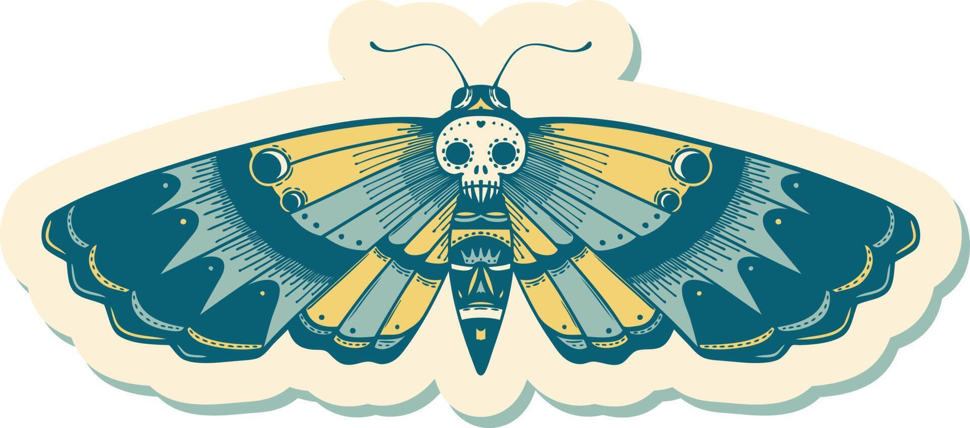 tattoo style sticker of a deaths head moth vector