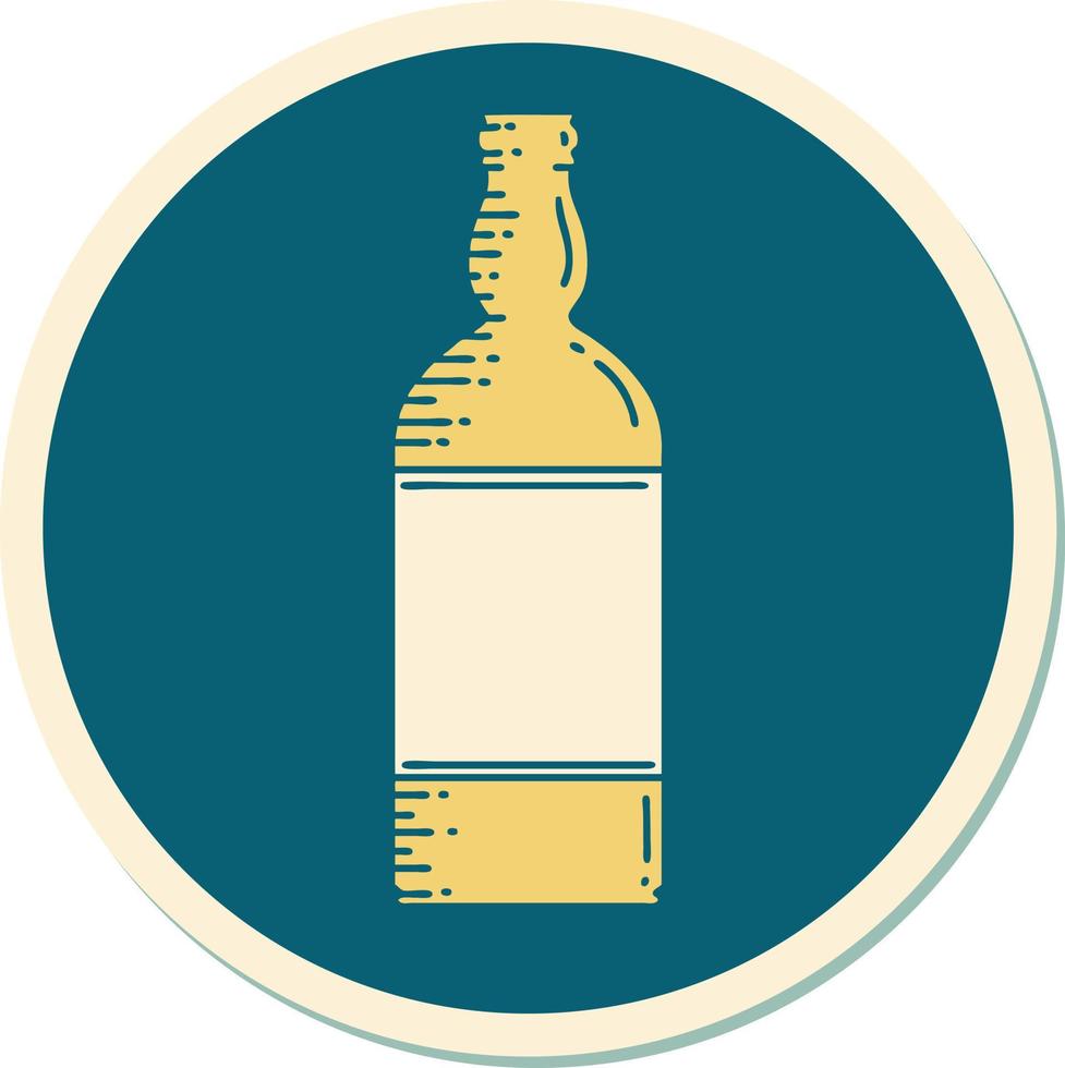 sticker of tattoo in traditional style of a bottle vector