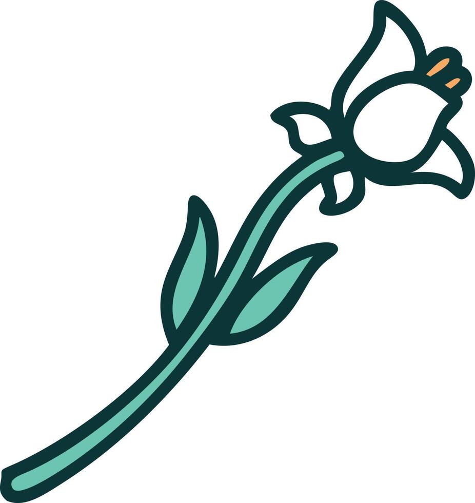 iconic tattoo style image of a lily vector