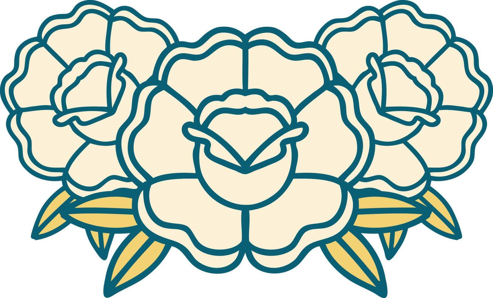 iconic tattoo style image of a bouquet of flowers vector
