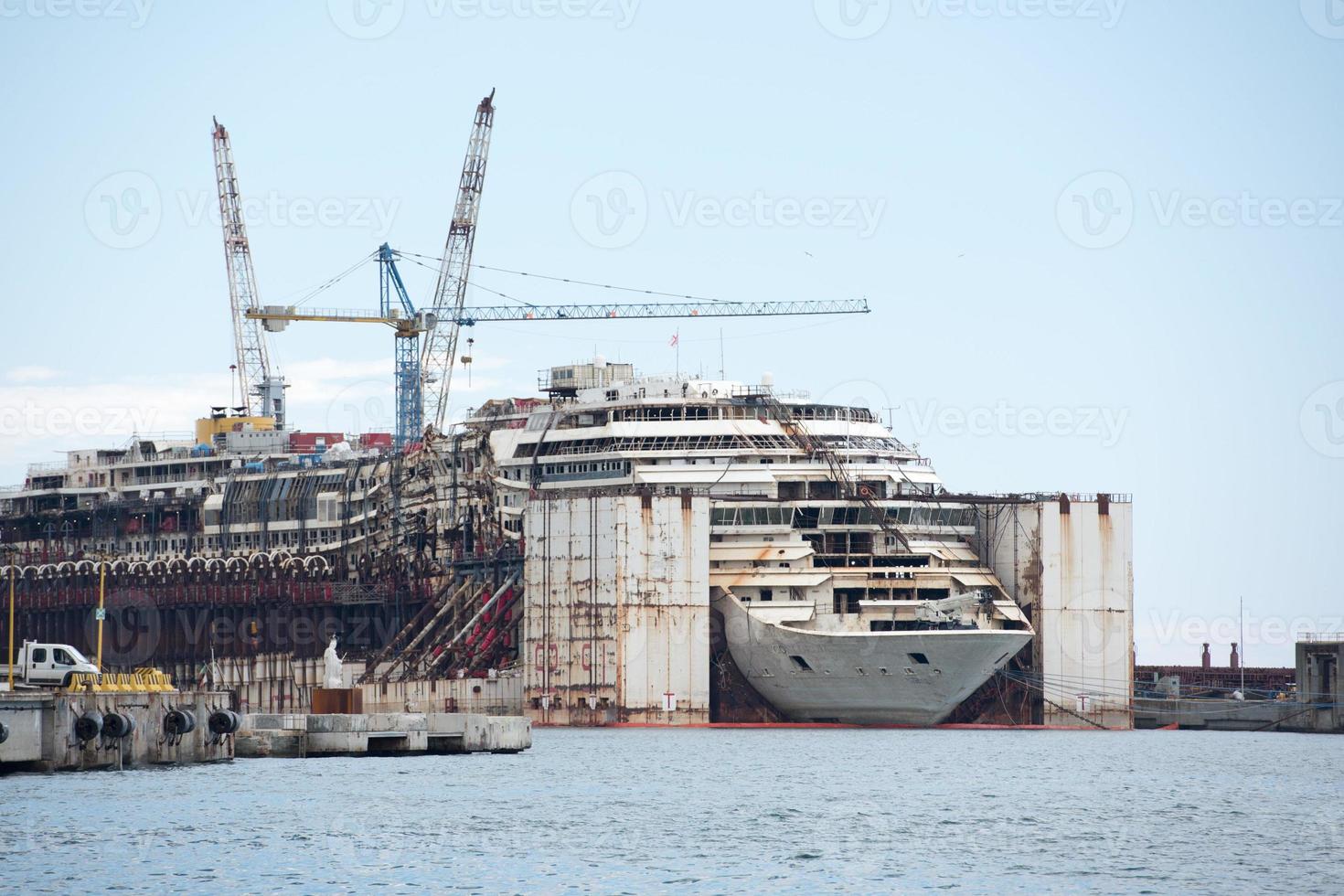 Costa Concordia wreck in Genoa Harbor photo