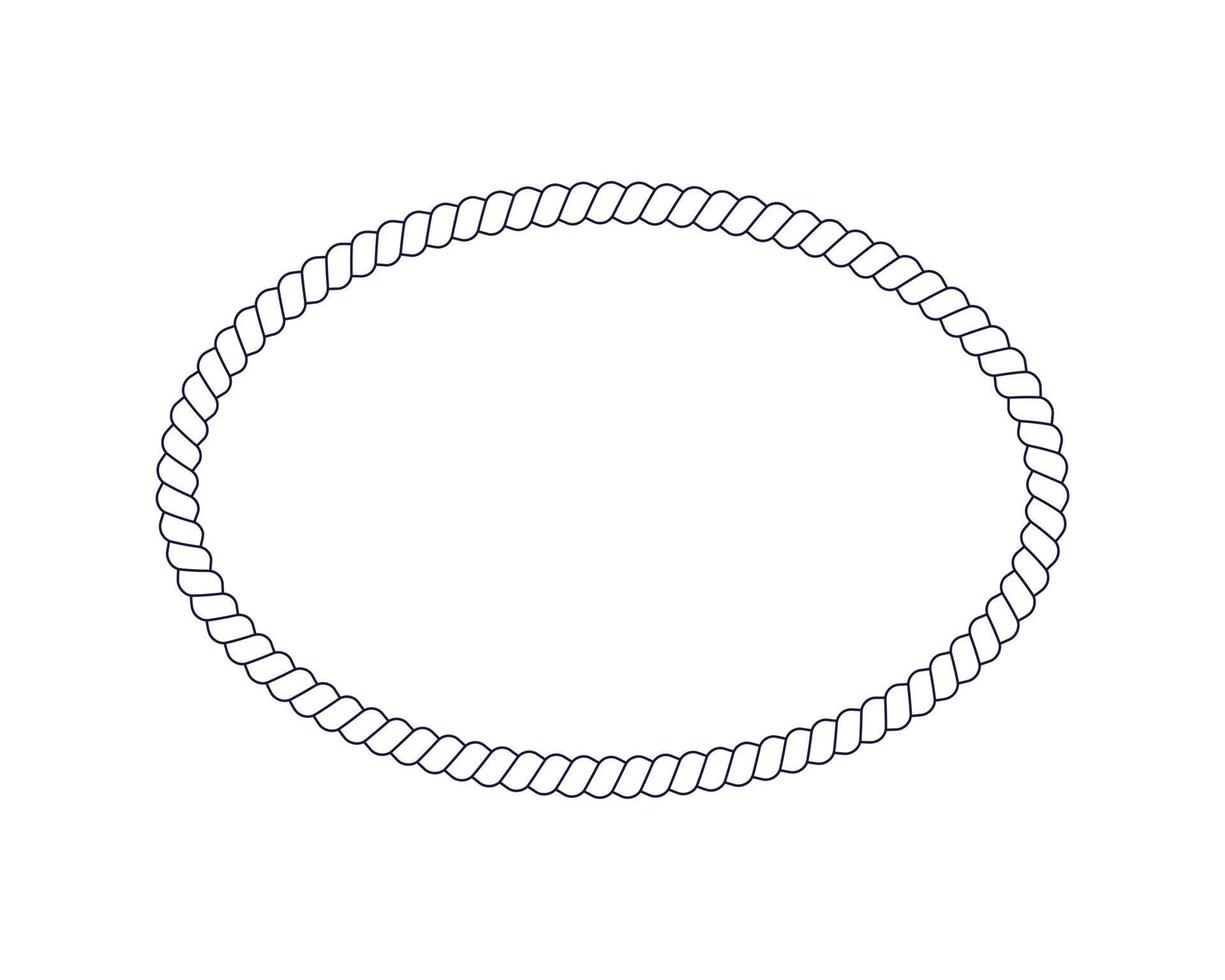 Oval rope frame for photo or picture in retro yacht style. Nautical design element for print and decoration. Maritime theme vector