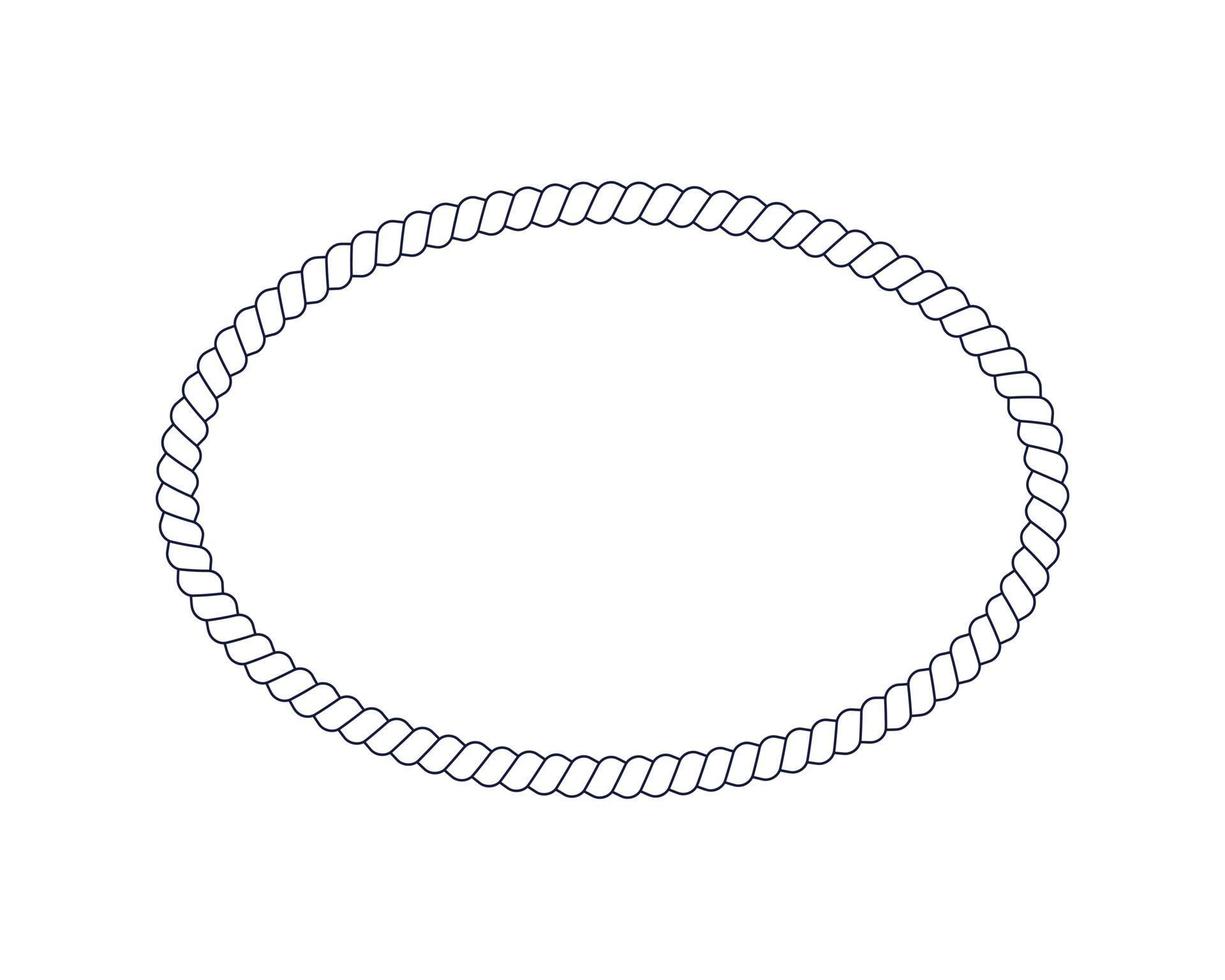 Oval rope frame for photo or picture in retro yacht style. Nautical design element for print and decoration. Maritime theme vector