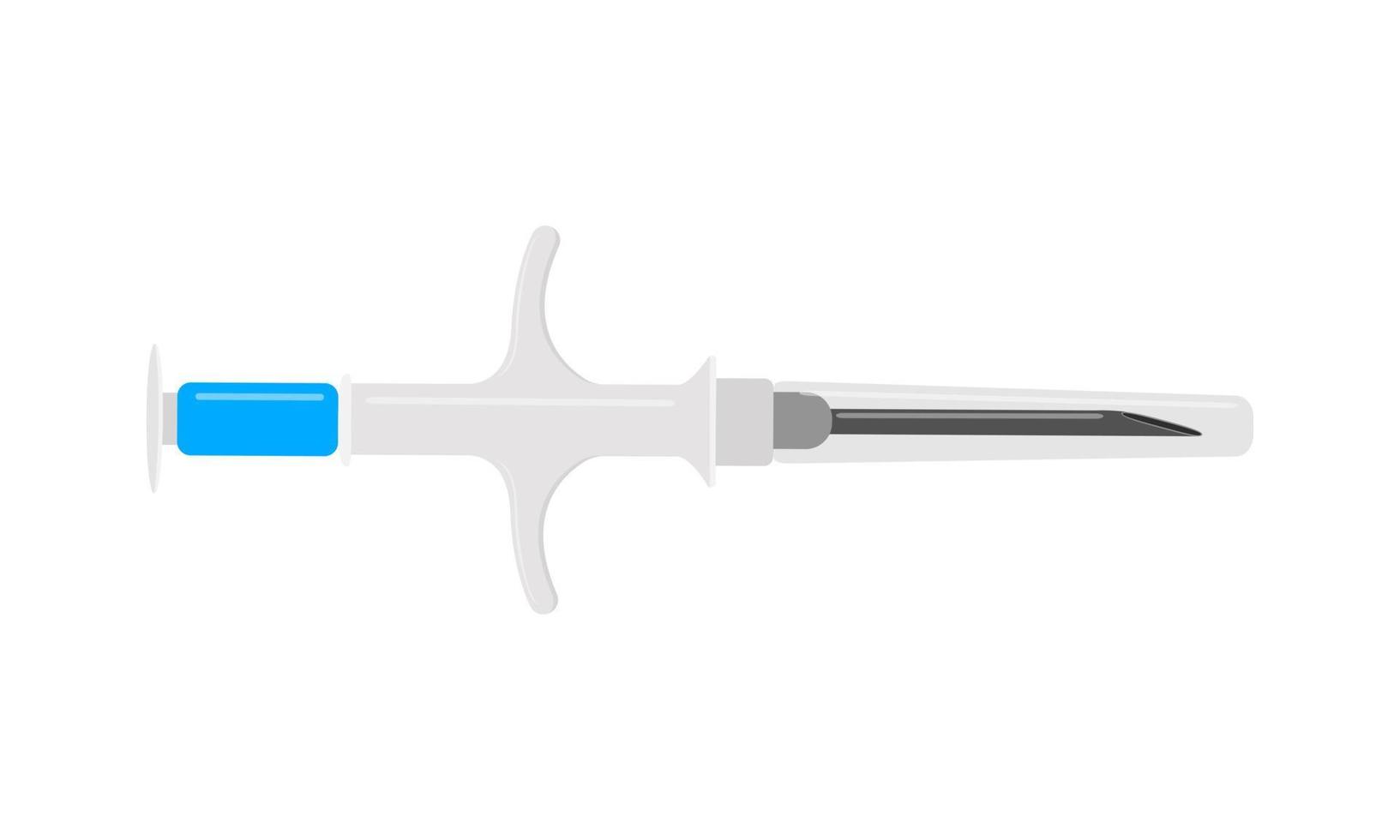 Syringe for pet microchipping. Veterinarian tool for dog or cat implant procedure. Concept of pets permanent ID vector