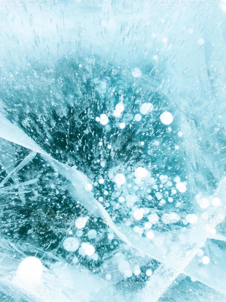 Background and texture of frozen surface of Lake Baikal in winter. photo