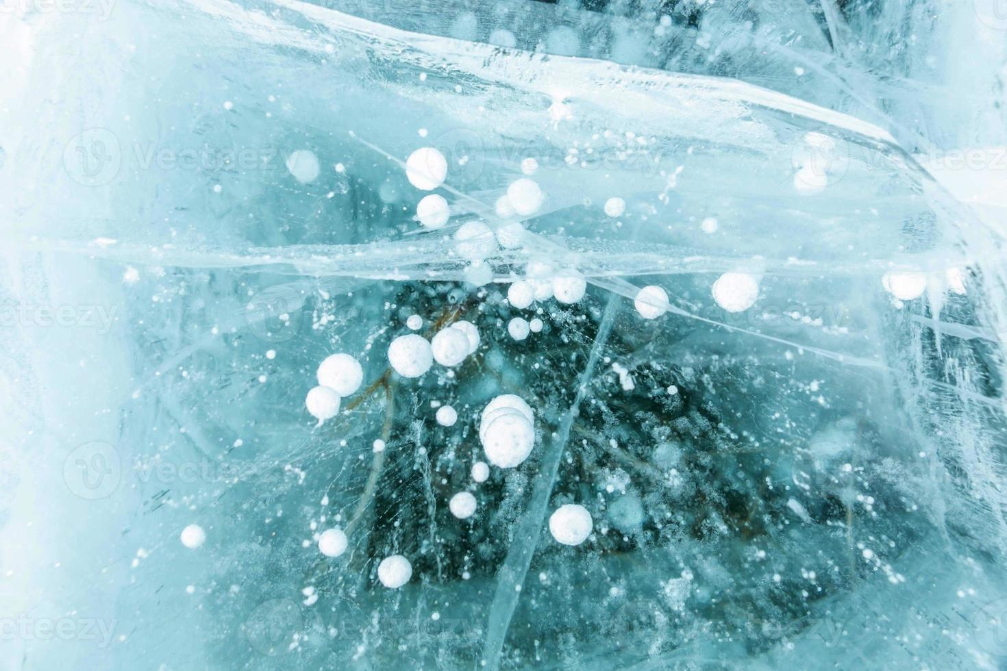 Abstract background of ice surface of Lake Baikal that frozen in winter. photo