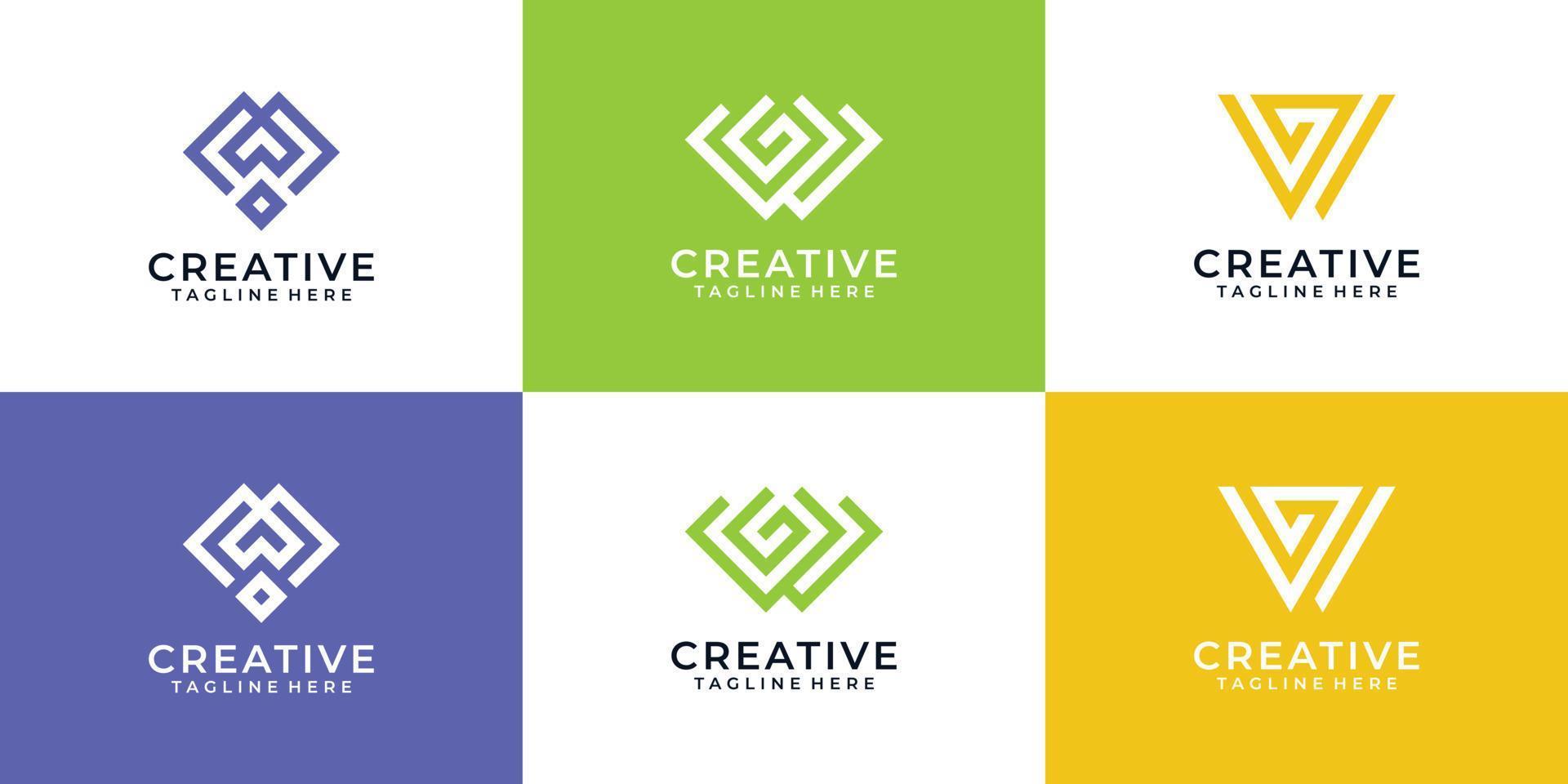 Creative initial letter w logo vector collection