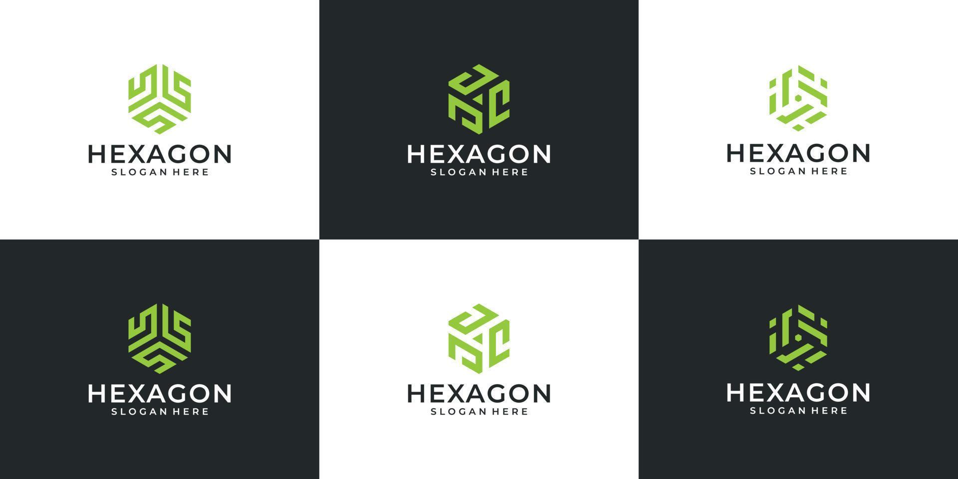 Hexagon abstract logo vector design bundle