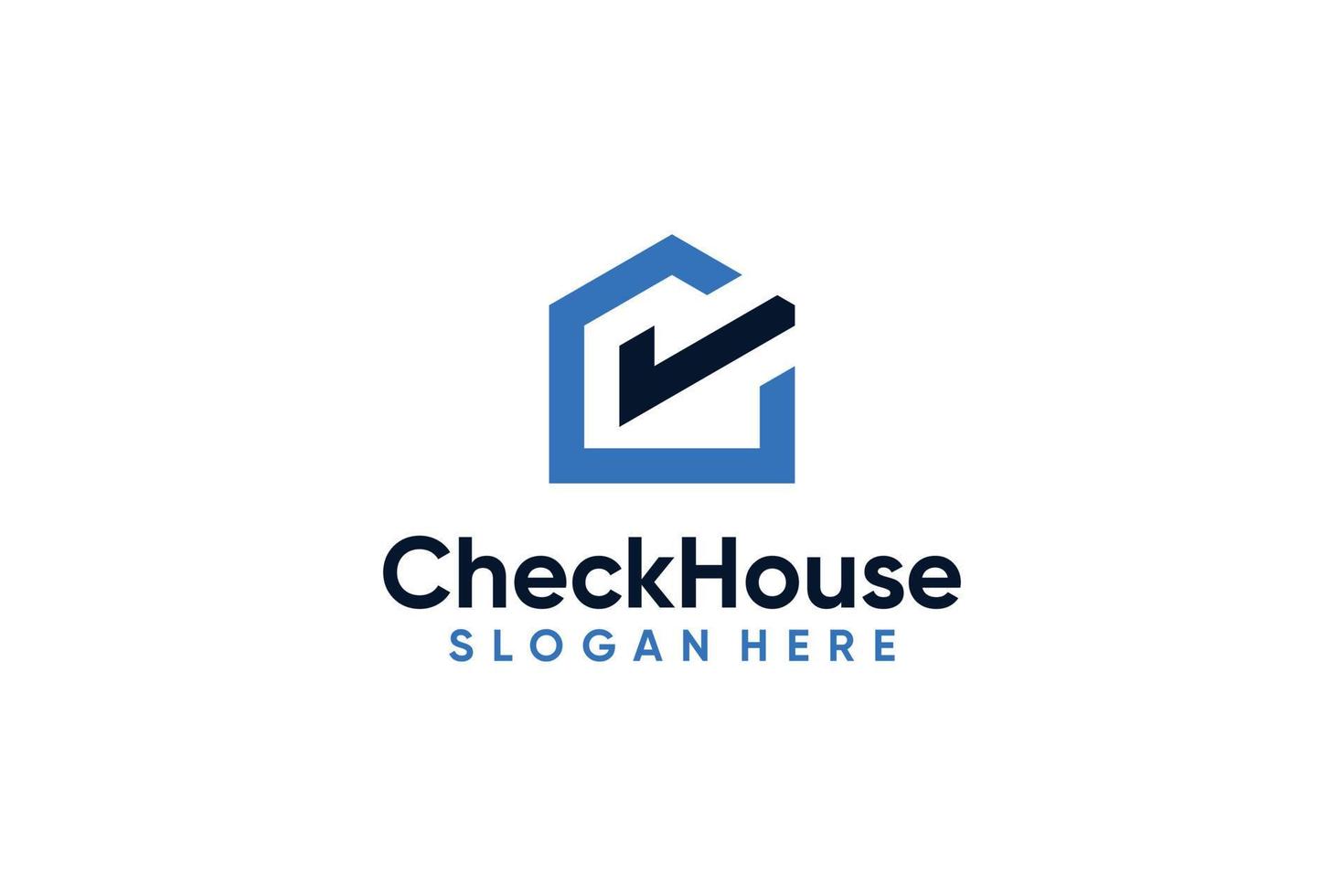cheque casa identidad de marca creativa diseño de logotipo de bienes raíces vector