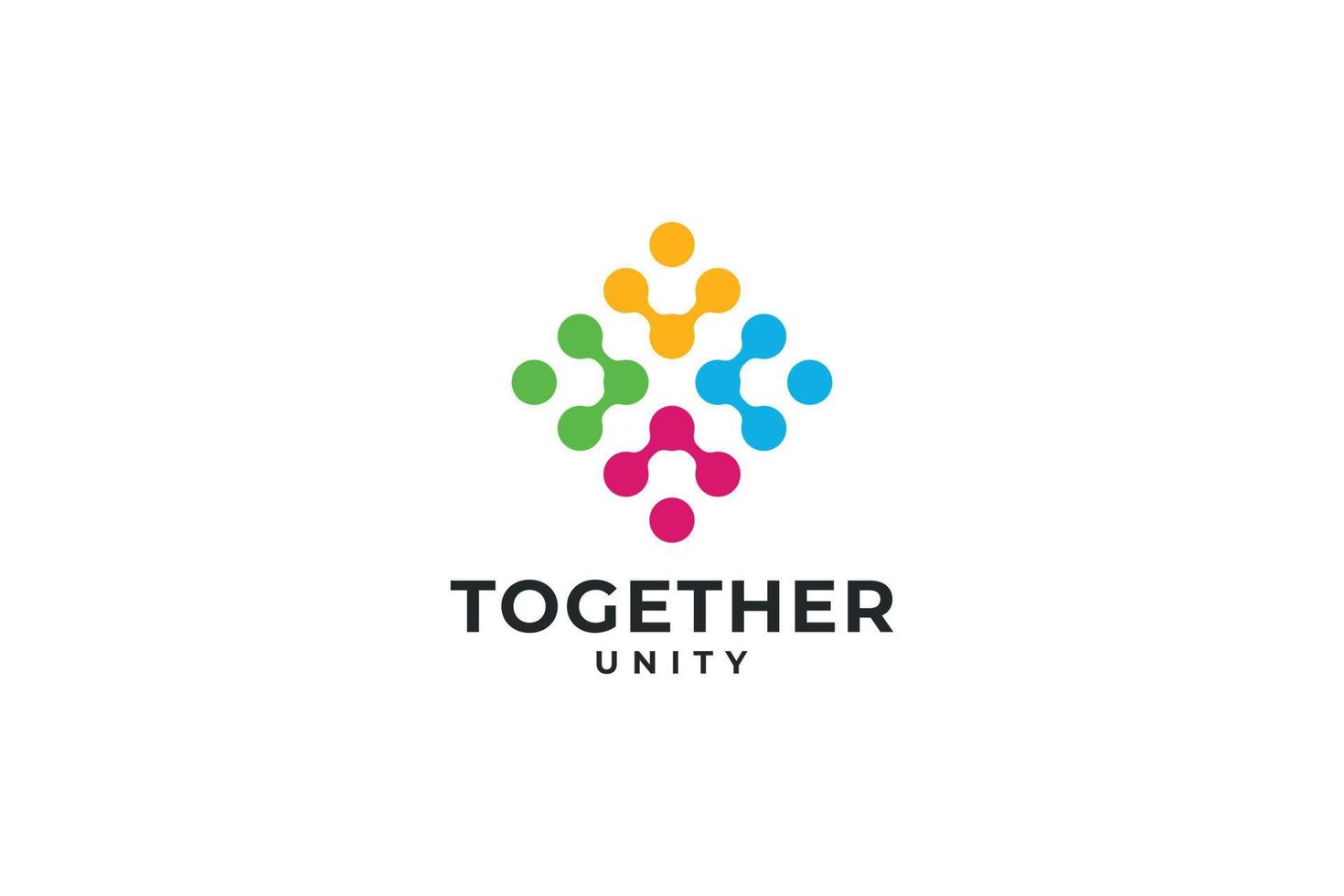 concepto de diseño de logotipo de diversidad de trabajo en equipo comunitario vector