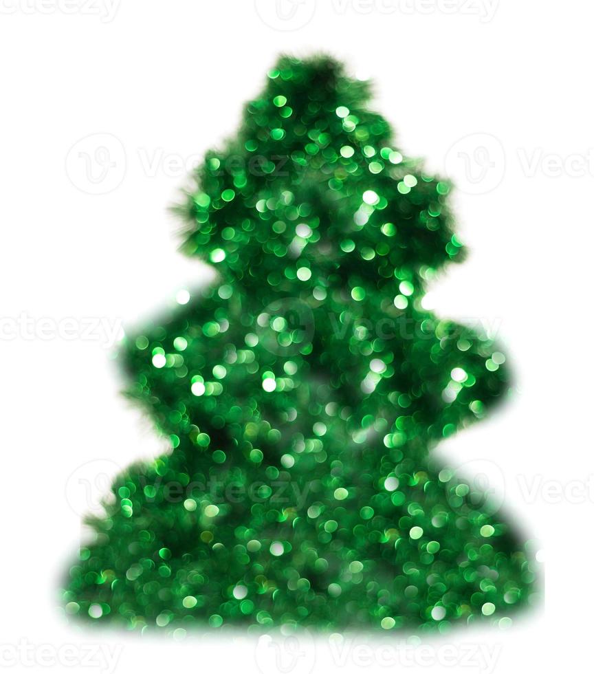 Green Christmas lights fir tree bokeh - A bright bokeh background created by Christmas lights photo