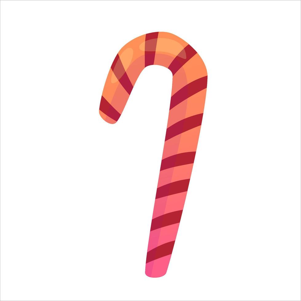Hygge cozy christmas candy cane isolated. Cartoon flat vector illustration. Isolated vector illustration. Holiday xmas decor. Christmas cozy elements