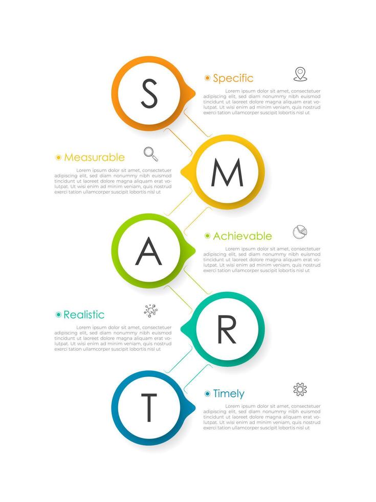 Infographic design template with SMART concept. cab be used for presentation, banner, graphic and diagram.Infographic business with 5 option, parts, step for process. Abstract template. vector