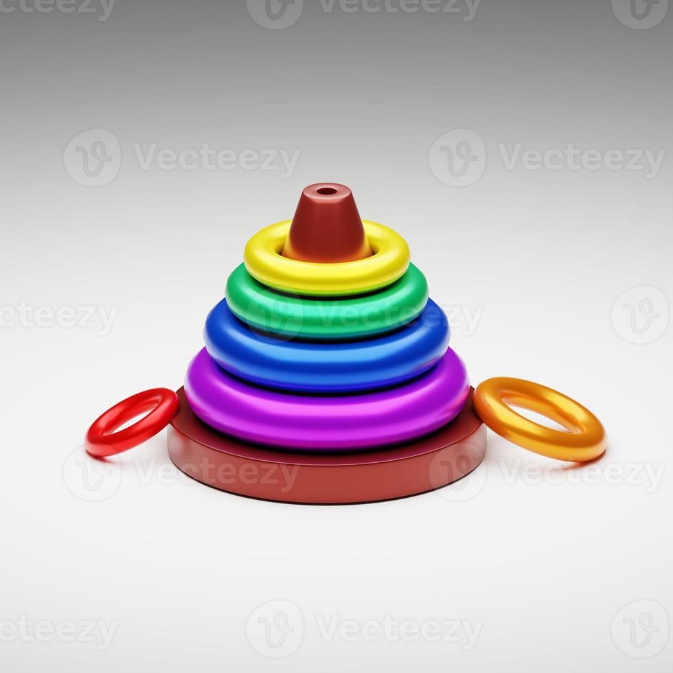 3d rendered colorful stack ring toys perfect for design project photo