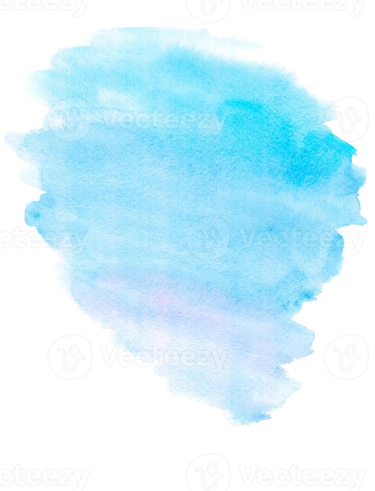 Watercolor light blue spot on textured paper. Hand painted aquarelle background photo