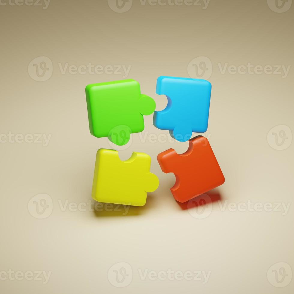 3d rendered colorful puzzle piece perfect for design project photo