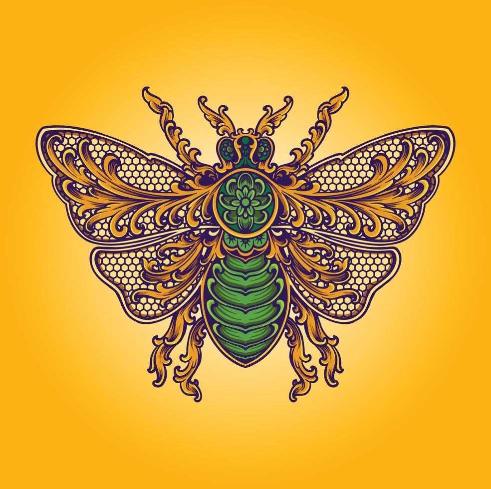 adornos de insectos lujosas ilustraciones vectoriales florecientes para el logotipo de su trabajo, camisetas de mercadería de mascotas, pegatinas y diseños de etiquetas, afiches, tarjetas de felicitación que anuncian empresas comerciales o marcas. vector