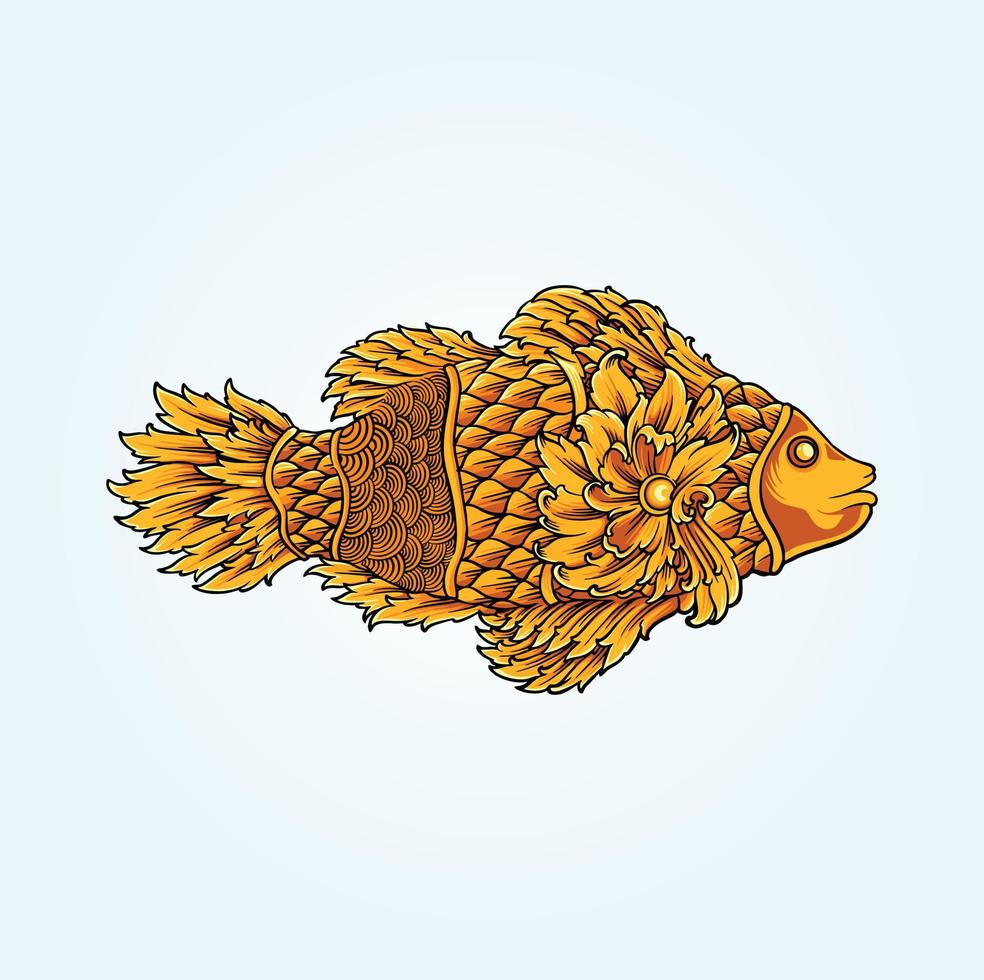 lujosas ilustraciones clásicas de vectores de adornos de peces para el logotipo de su trabajo, camisetas de mercadería de mascotas, pegatinas y diseños de etiquetas, afiches, tarjetas de felicitación que anuncian empresas comerciales o marcas.