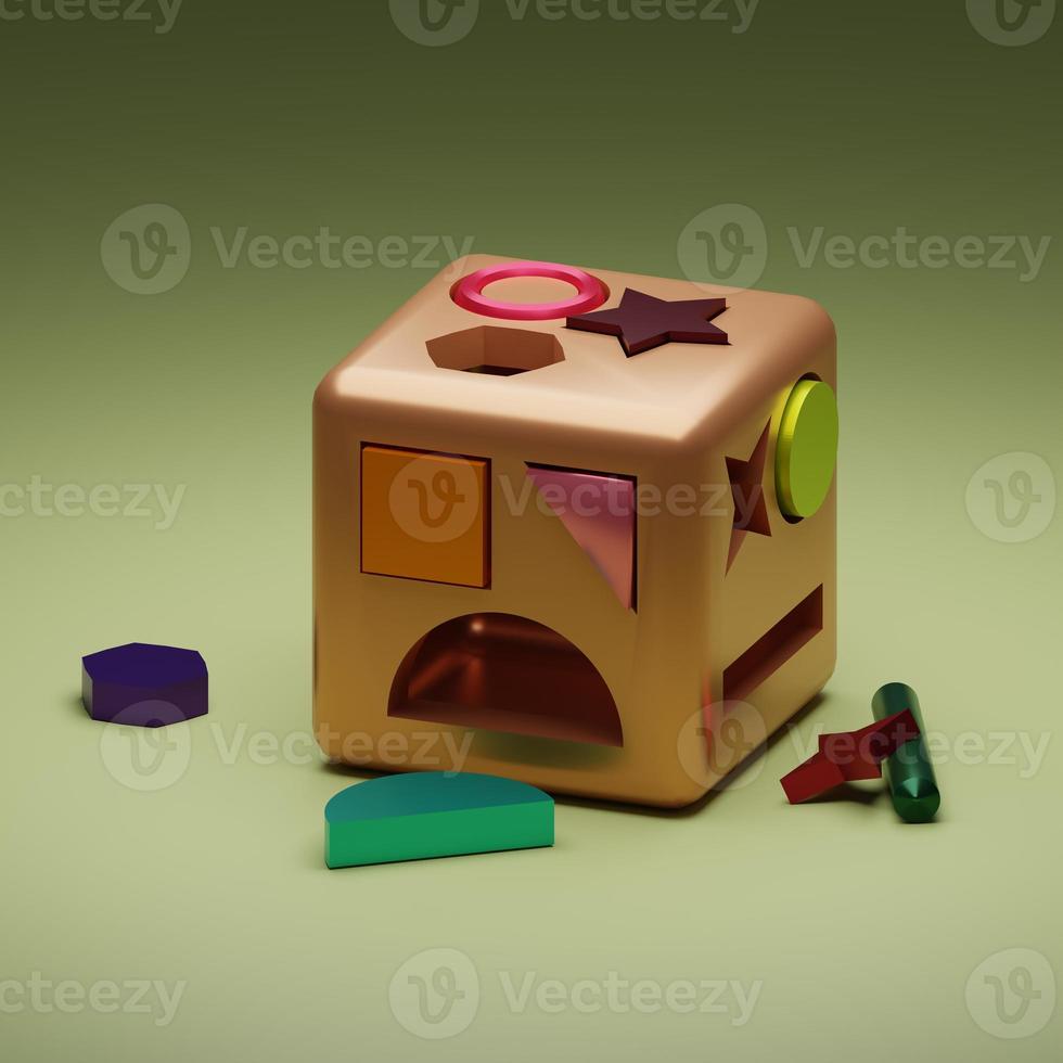 3d rendered shape box toy perfect for design project photo