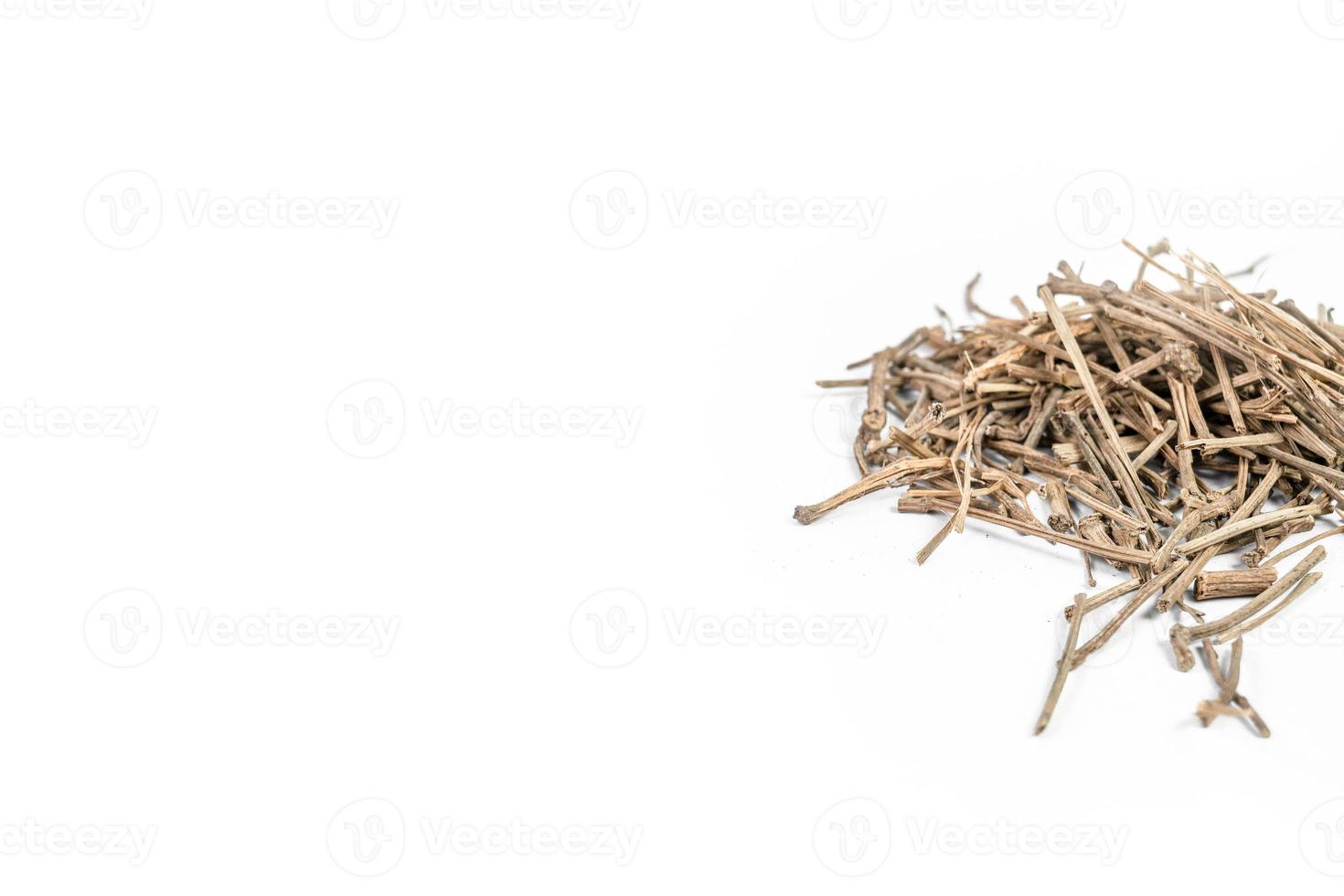 Organic dry barks of Indian Jalap or Nishodh or Operculina turpethum isolated on white background photo