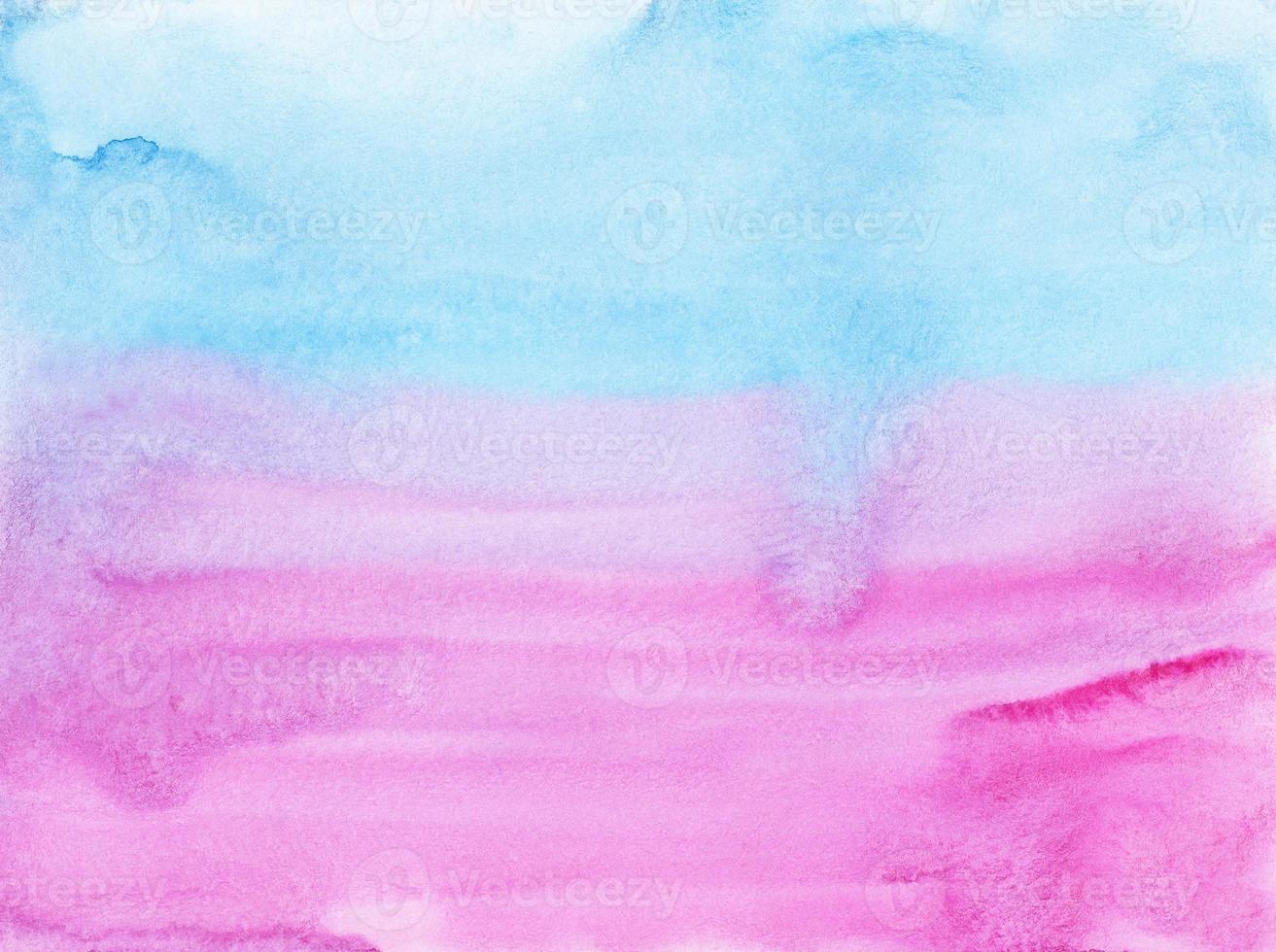 Watercolor pastel pink and blue background. Multicolored light watery soft backdrop. Stains on paper. photo