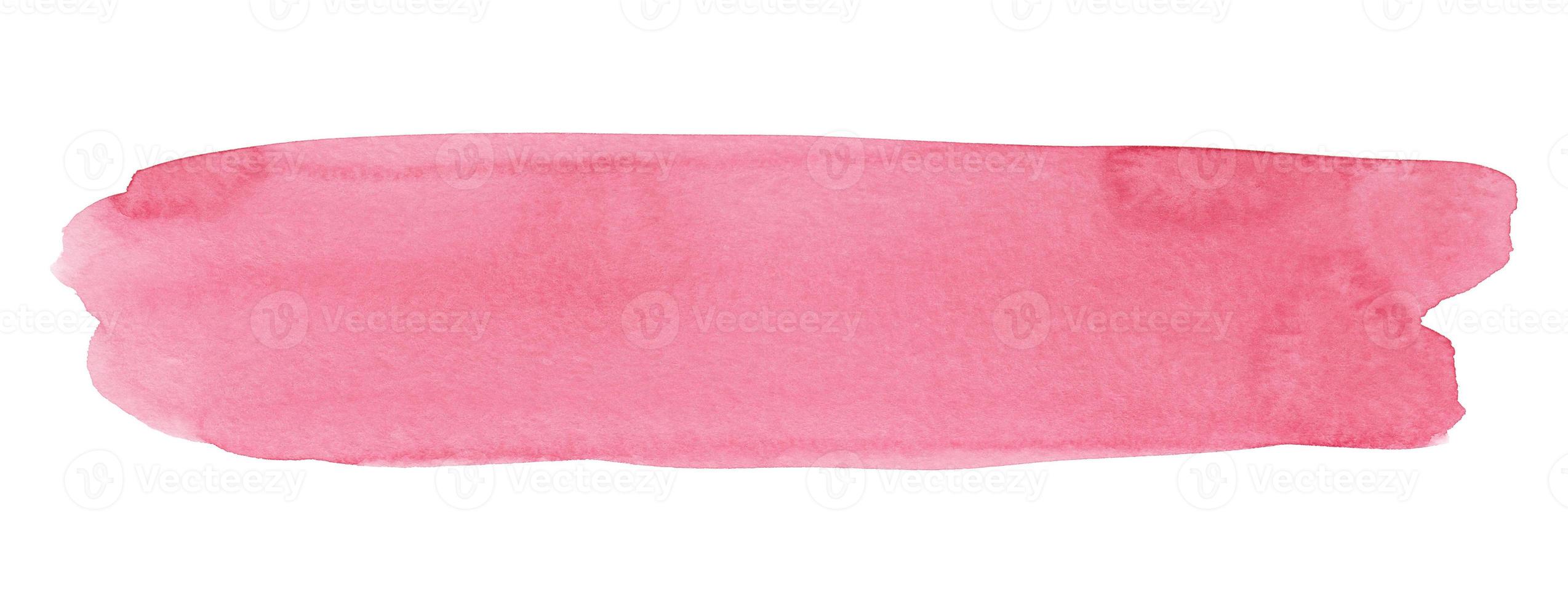 Watercolor pink background with space for text isolated. Aquarelle spot on white backdrop. Brush stroke on paper. photo