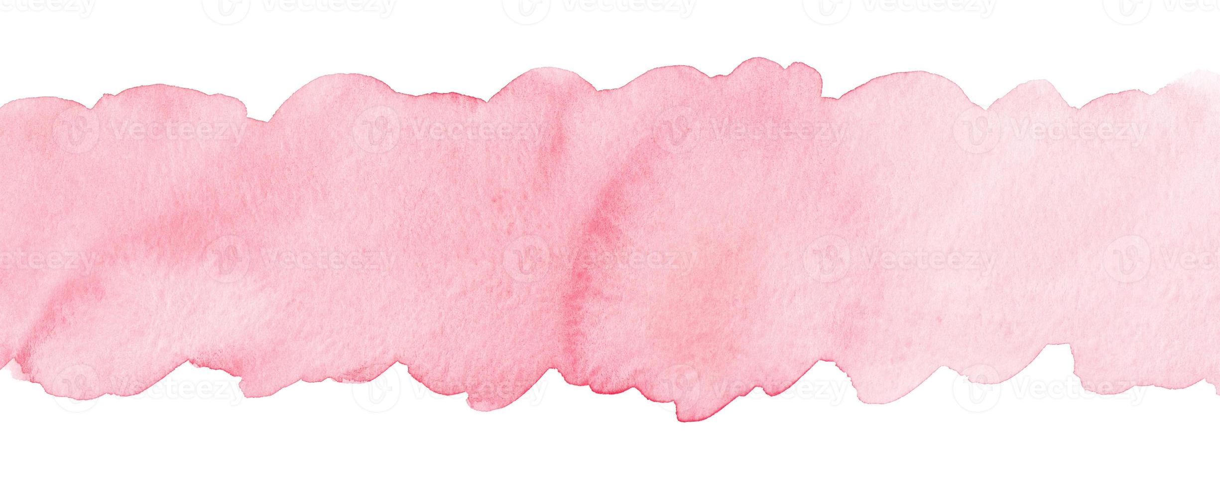 Watercolor light pink background isolated with space for text. Aquarelle coral blot on white backdrop. Stains on paper. photo