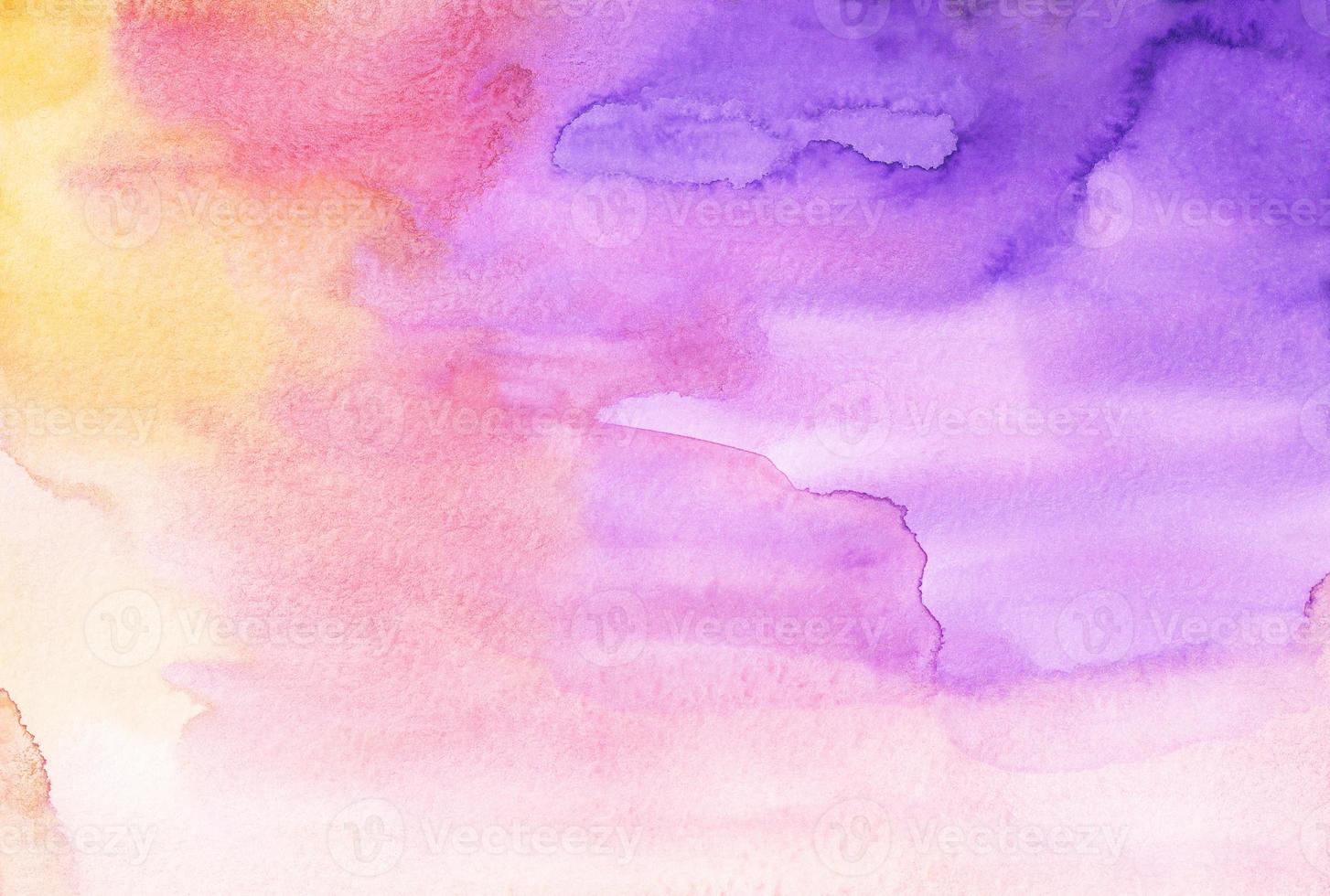 Watercolor light pink, yellow, purple background painting. Colorful