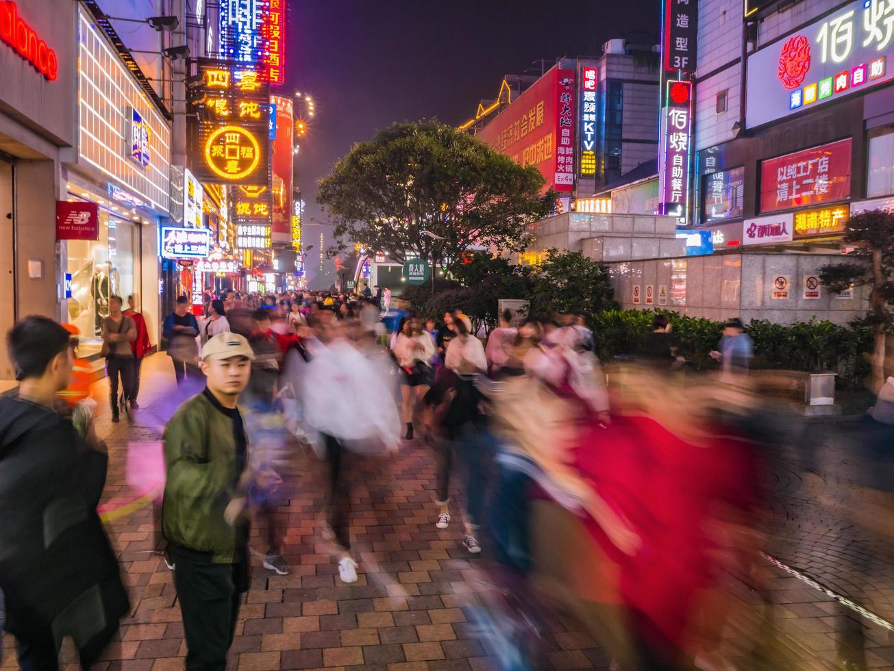 Changsha.China-17 October 2018.Unacquainted People walking on huangxing walking street in Changsha city China.changsha is the capital and most populous city of Hunan province in china photo