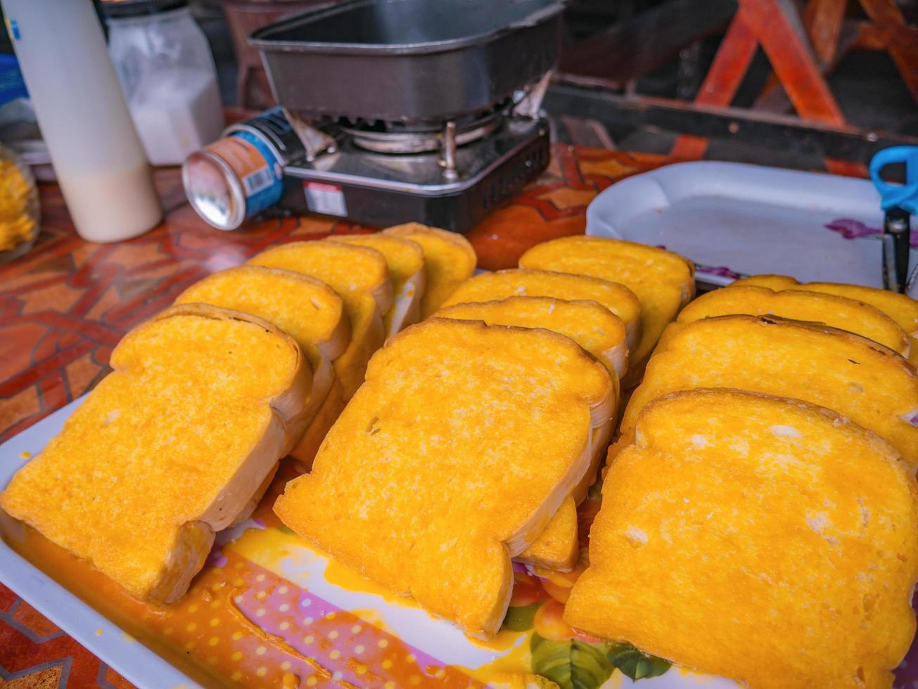 Close up Butter bread in the Cafe on Phu Kradueng mountain national park in Loei City Thailand. photo