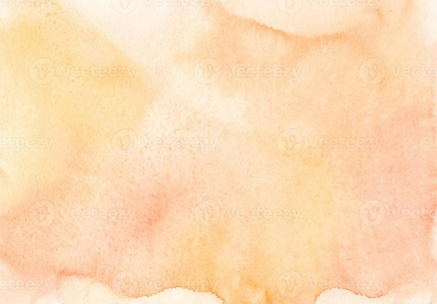 Watercolor pastel peach color background texture. Light orange stains on paper, hand painted. photo