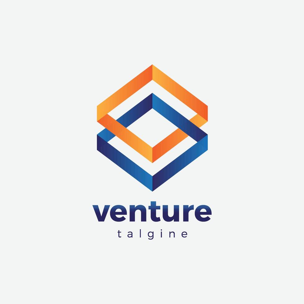 Abstract Interconnect Square Logo Design Template vector