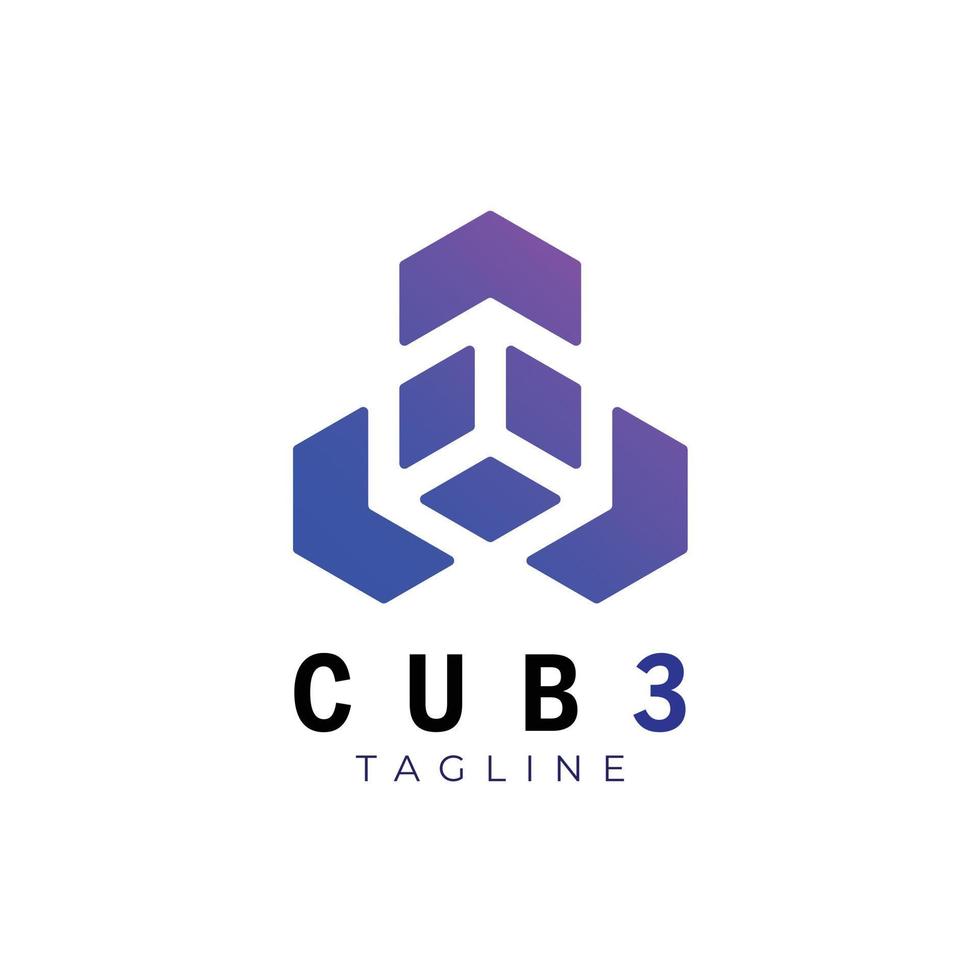 Geometric Technology Cube Logo Design Template vector