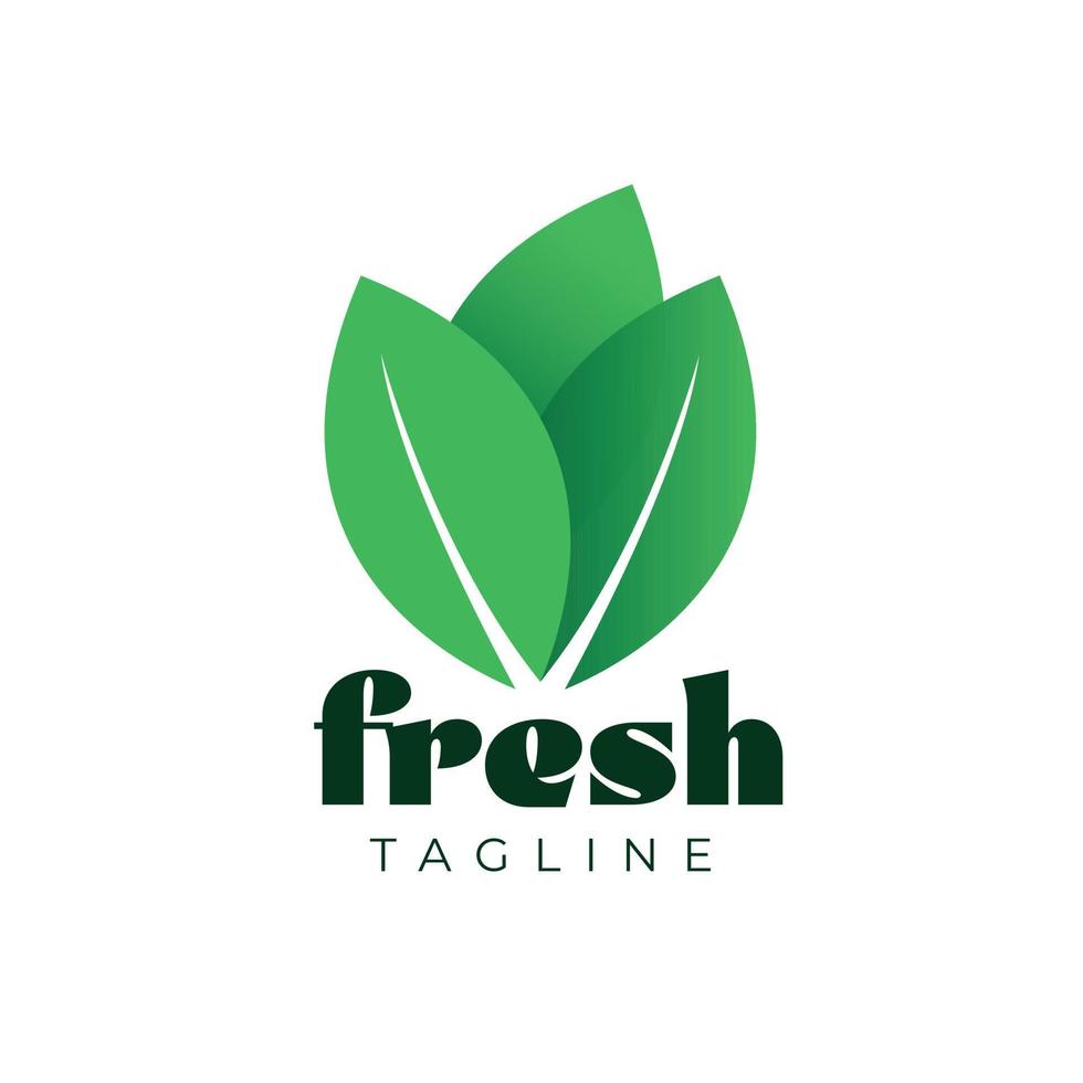 Fresh Green Leaf Vegetable Logo Design Template vector