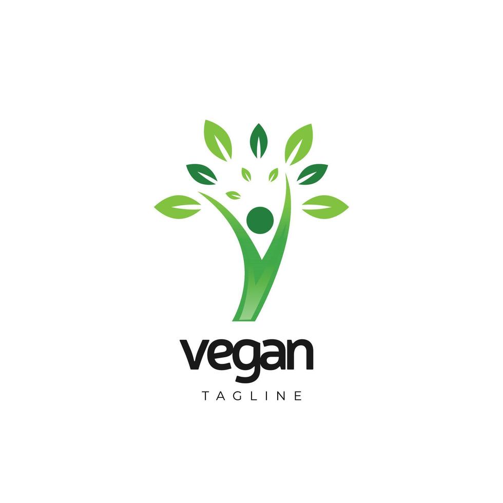 Simple Green Vegan Logo Design Template vector