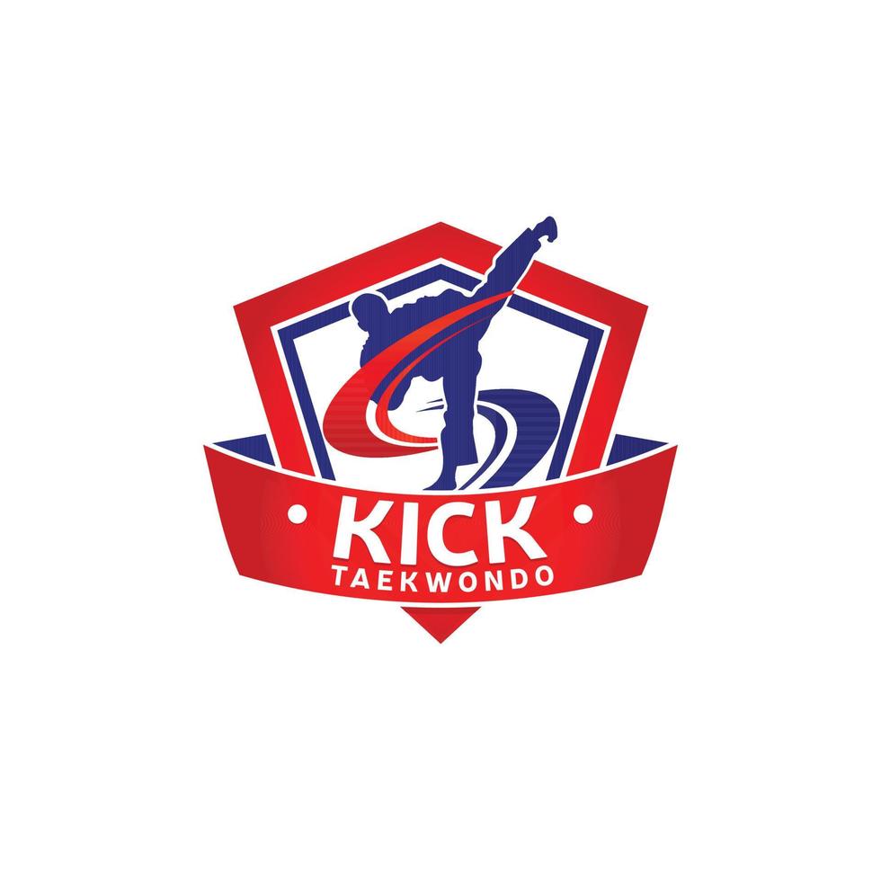 plantilla de diseño de logotipo de patada swoosh taekwondo vector