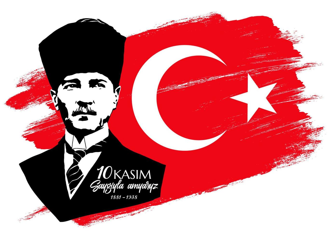 10 Kasim Ataturk'u Anma gunu Translation November 10, Ataturk Memorial day vector